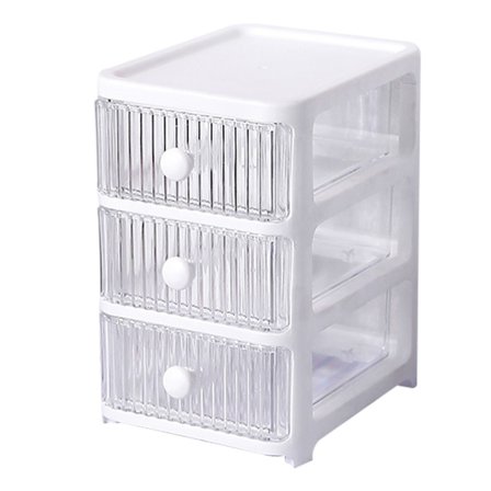 Skrivebordsarrangør med skuffer, flere lag, gjennomsiktig, multifunksjonell, stabelbar, til hjem, soverom, kontor, 3 lag