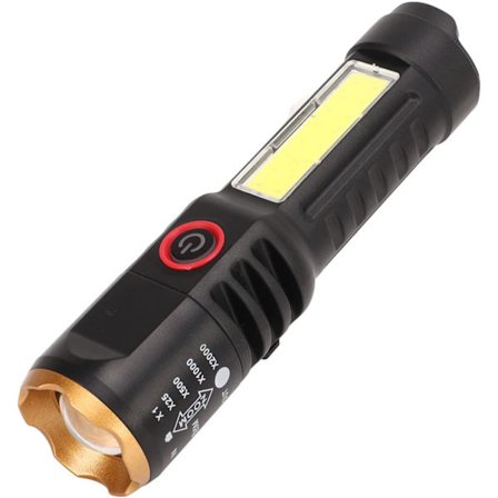 Utomhus Bärbar Ficklampa, Snabbladdning Stark Ljus Teleskopisk Zoom