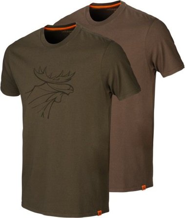 Härkila Graphic T-Shirt 2-Pack Willow Green/Slate Brown - T-Shirts & Piké