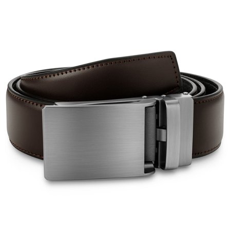 Dark Brown Auto-lock Faux Leather Belt for Men - Leather Belts