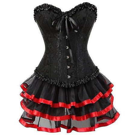 Sexy Korsetter Kjoler For Kvinner Plus Size Kostyme Overbust Burlesk Korsett Og Mini Skjørt Sett Tutu Corselet