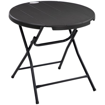 Havebord, Rundt Klapbord, Ø80 Cm Sidebord Til 4 Personer, Havespisebord Med Dekorativt Trælook, Til Altan, Mørkegrå