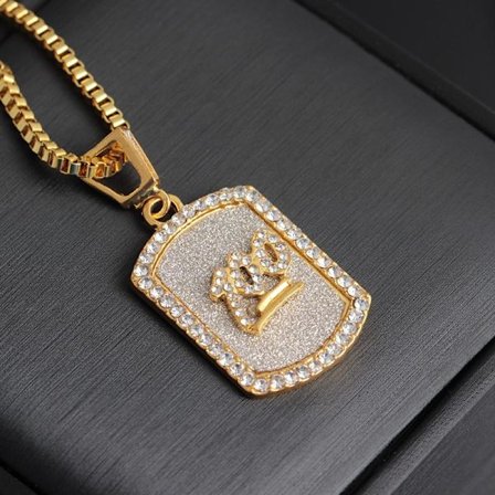 Hip hop kedja militärbricka 100 i guld och diamanter