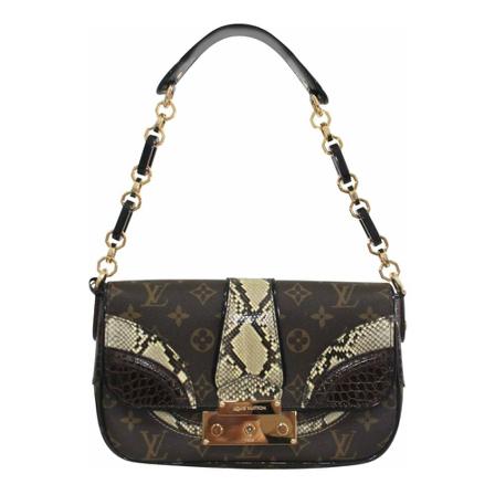 Louis Vuitton Vintage, Pre-Owned Python Monogramissime Pocket Bruin, Dames, Maat:ONE Size,leer