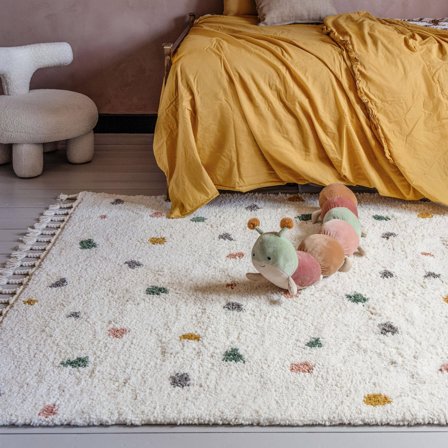 Kids Rug Shaggy Dotted Confetti Off White Small