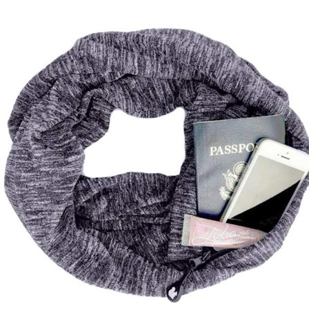 Konvertibel infinity-scarf för damer, vinter, med ficka, loop-scarf med dragkedjeficka