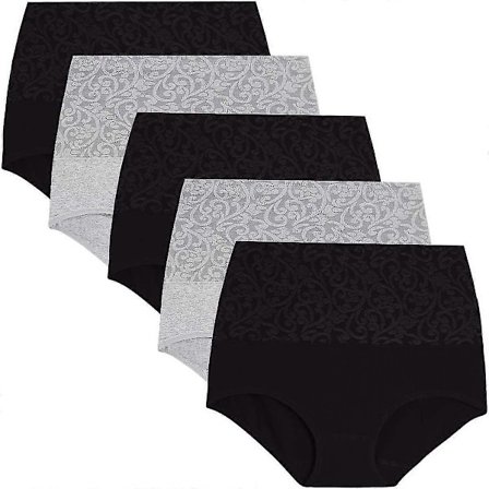Kvinnor Hög Midja Bomulls Trosor Tummy Control Underkläder Kejsarsnitt Återhämtning Mjuka Stretch Trosor Underbyxor 5-pack 5 Packjacquards2 2XL