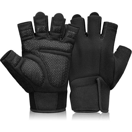 Treningshansker for fitness - Fingerløse og pustende - Med håndleddsstøtte - Størrelse L - Svart - Passer for vektløfting, sykling, roing og trening