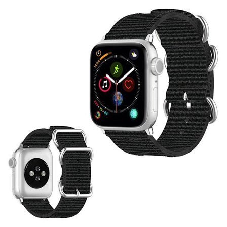Apple Watch Series 5 44mm stribe Mønster nylon urrem - Sort