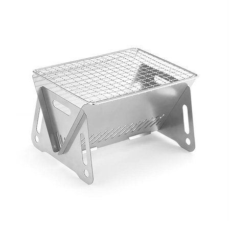 Foldbar Grillovn med BBQ-grill - Rustfrit Stål Kulgrill til Udendørs Camping (210x160x125mm)