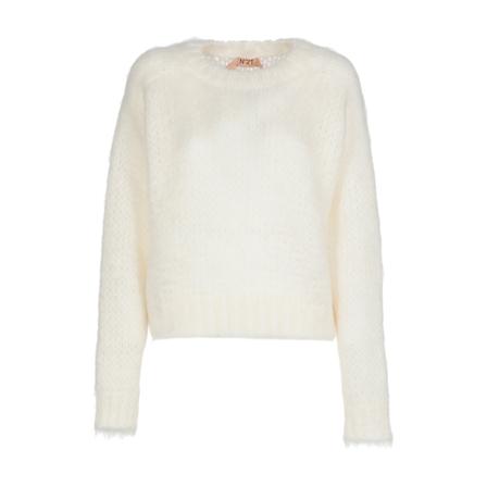 N21, N°21 Sweaters Cream Beżowy, Kobieta, Rozmiar: L