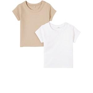 A Happy Brand 2-Pack Sand T-Shirts 86/92 cm - Tops - 86/92 cm - Beige
