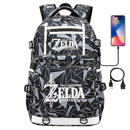 Breath Of The Wild Eye Spelfans USB Ryggsäck - Cosplay Student Skolväska För Unisex - Rese Dator Laptop Väskor