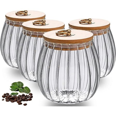 Glasburkar med lock, set med 4 glasbehållare, 750 ml klar glasburk, burkar för köksförvaring av kryddor