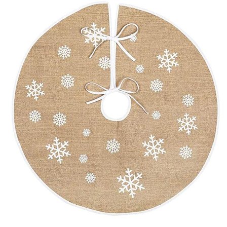 Juletrefot i lin, juletrefot for retro juletre, trykt med hvite snøfnugg, for juletre, jul