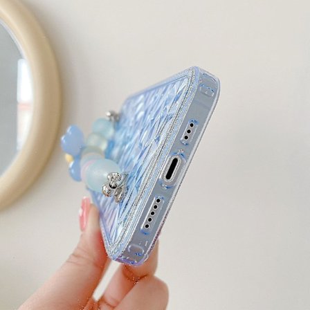 Genomskinligt phone case för Iphone 13/12/11 Pro Max Mjukt cover med blomsterkedjearmband