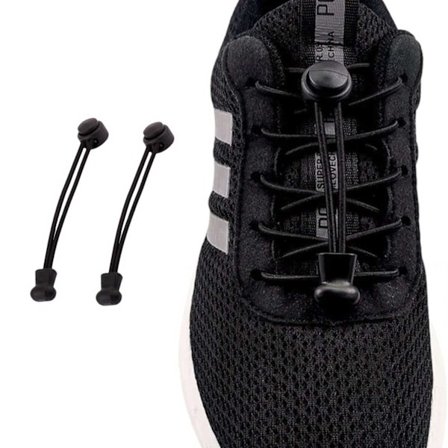 Elastiske snørebånd (inklusive løbebånd) - ingen slips med stillinger - sort