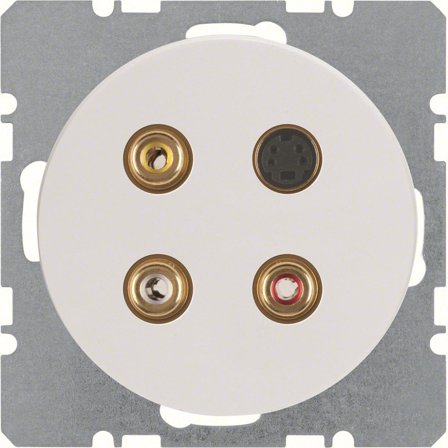 Hager 3315322089 Multimediauttag R.1/R.3 Polarvit, Strömbrytare & vägguttag