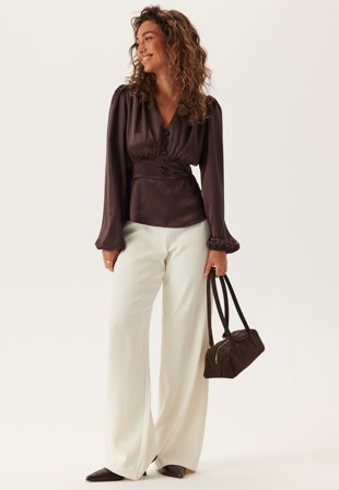 BUBBLEROOM - Satin V-neck Blouse - 40