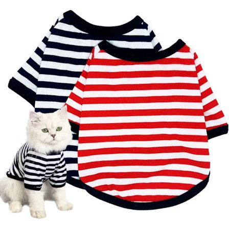 2-pak hundetrøje kæledyrstøj bomuldsstribet tøj, åndbar blød hundetrøje til små mellemstore store hunde