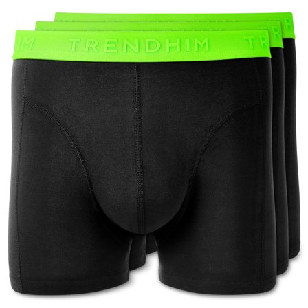 X-Large - FlexFeel | 3-Pack Black Cotton Boxer Briefs with Neon Green Waistband for Men