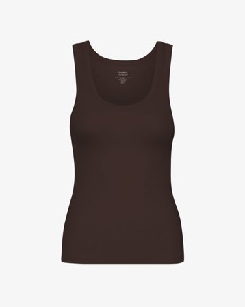 Women Organic Rib Tank Top - Coffee Brown - Female - L