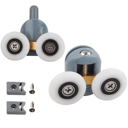 Dubbla låga duschdörrsrullar trissor hjul löpare badrum reservdelar Dubbla runda