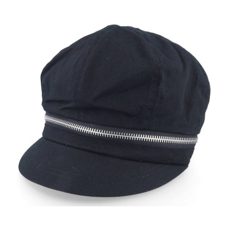Seeberger - Cotton Fabirc Balloon Cap With Zipper Black Visor Vega Cap Visor Black Cap - @ Hatstore