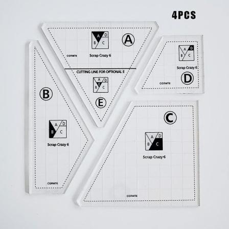 Kreativ Quiltning Klippmall Fyrkantig tyg Sylinjal Klar Akryl Patchwork Skräddarstencil