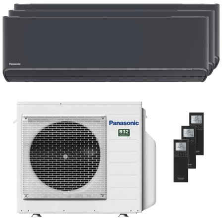 Condizionatore Panasonic Etherea trial split 9000+9000+12000 BTU inverter A+++ wifi unità esterna 5.2 kW grigio grafite