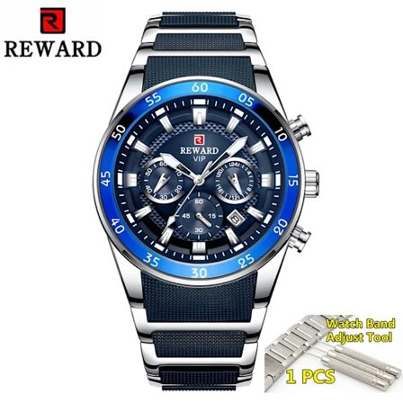 Reward Sport Herrklockor Lyxmärke Luminous Hands Chronograph Herrarmbandsur Vattentät Full Steel Montre Homme 2021