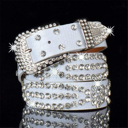 Rhinestone Belt Waistband WHITE - spot-ale