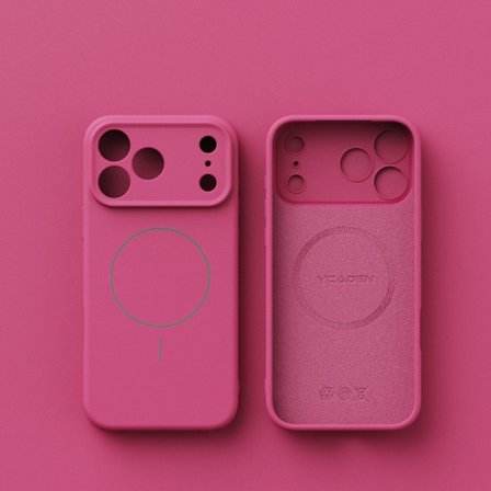 iPhone 17 Pro Max Flytande Silikon Skal, Apples Allomfattande MagSafe Magnetiska Skal (Rosröd)