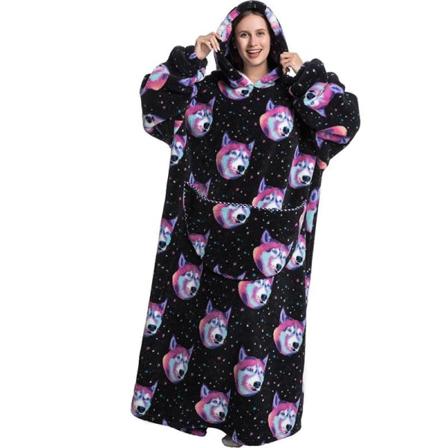 140cm-oversized Sweatshirt Filt Med Luvtröja Mjuk Varm Fleece Ba Hund2