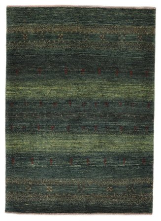 Noué À La Main Loribaft Fine Persan Tapis 100X136 De Laine Noir/Vert Foncé Petit