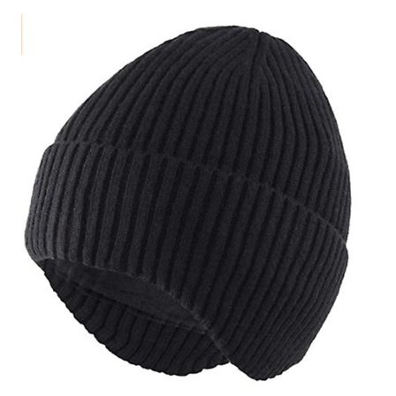 Hatt for menn, vinterlue med øreklaffer, strikket lue med ører, varm lue