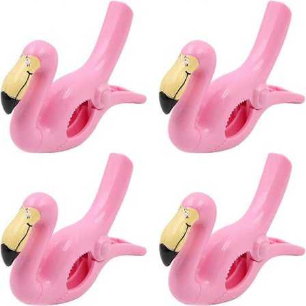 4 stk. Strandhåndklædeclips til solstole, nye håndklædeklemmer til feriestol, pool, strand - Flamingo-stil
