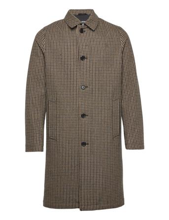 Checked Wool Carlo Tynn Kåpe Brun Mads Nørgaard