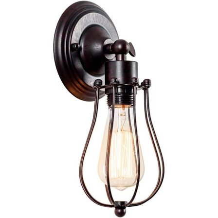 Retro vegglampe, industriell belysning, justerbar sokkel, rusten w