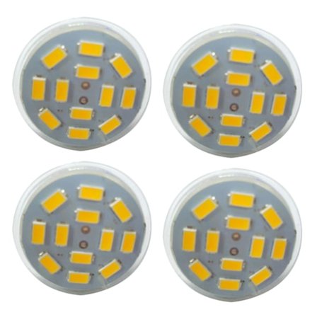 4x 6W GU4(MR11) LED Spotlight MR11 12 SMD 5730 570 DC 12V, Varmt Hvidt