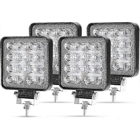 4-pakning 48W LED arbeidslys 12V/24V IP67 Vanntett Spot Flood Light for bil lastebil SUV båt