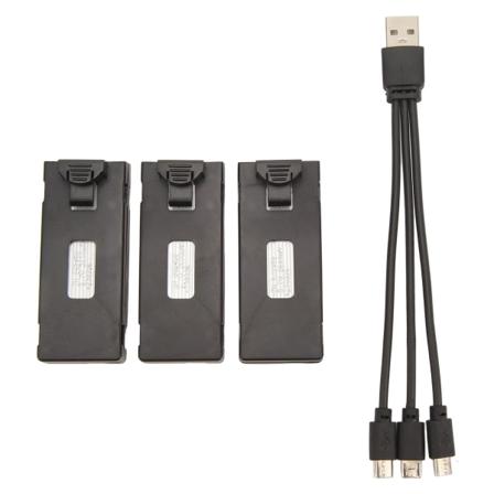 3st RC Flyplan litiumbatterisats Set for E88 E88Pro LS E525 E525Pro 3.7v 2600mah