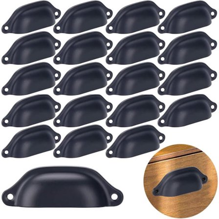20 stk. Vintage Jern og Svarte Skålhåndtak for Skap, Skuff, Medisinskap