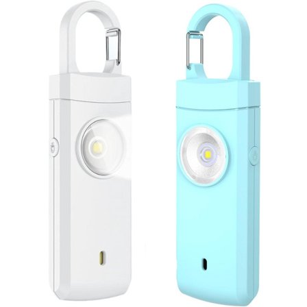 Personlig alarm pakke med 2 kraftfulde 130 dB lyd og lyst blitz personlig sikkerhedsalarm selvforsvar nøglering personlig beskyttelse nødsituation 