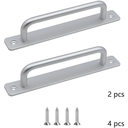 (Silver,180mm) 2 stycken dörrhandtag i aluminiumlegering, kraftigt skjutdörrhandtag för innerdörrar, ytterdörrar, ladugårdsdörrar, garderober, sovrum 