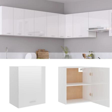 Vidaxl Väggskåp Vit Högglans 50x31x60 Cm Konstruerat Trä Vit