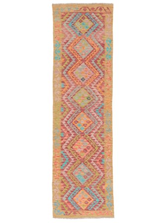 Orientalisk Kelim Afghan Old Style 83X293 Hallmatta Brun/Orange Ull, Afghanistan