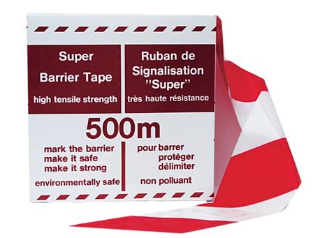 FORENEDE PLAST SPERREBÅND RØD/HVIT 80MMX500M