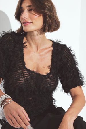 NA-KD T-shirt à franges - T-shirts - Noir - XS