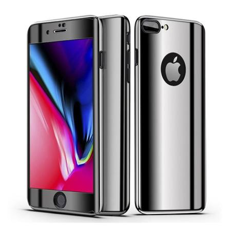 Iphone 8 Plus 360° 3in1 Fullcover Skal V2 + 0.26mm 9h Glas Svart